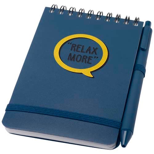 Promotional hard cover notebooks made from fsc certified paper with custom branding options.