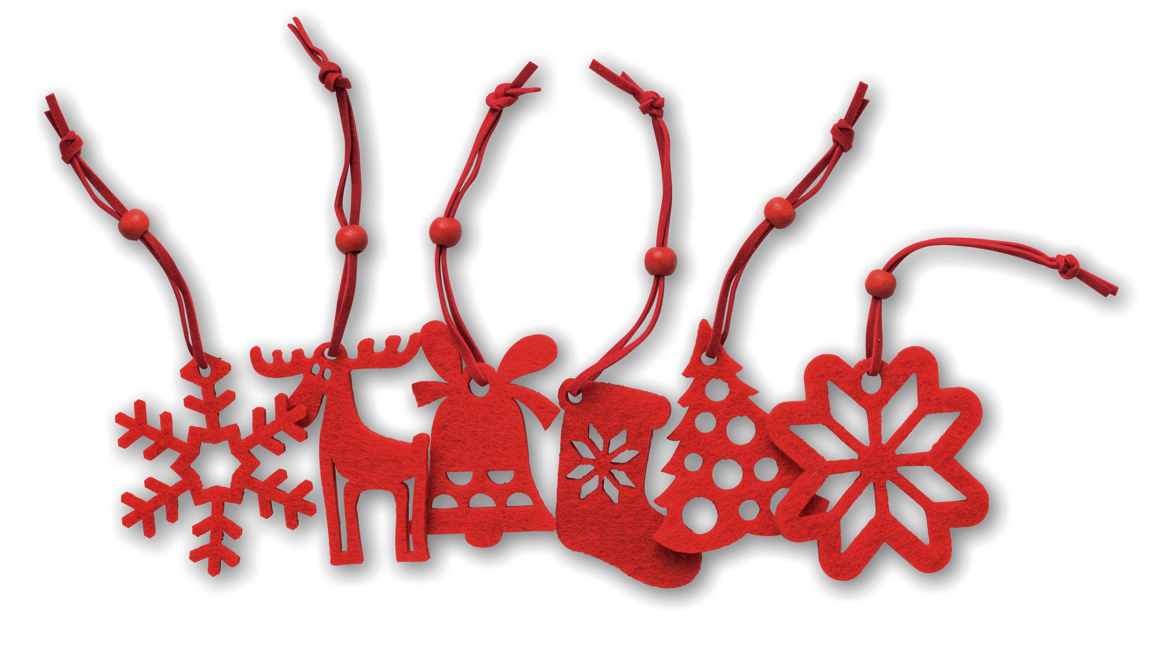Set Of 6 Felt Tree Hangers