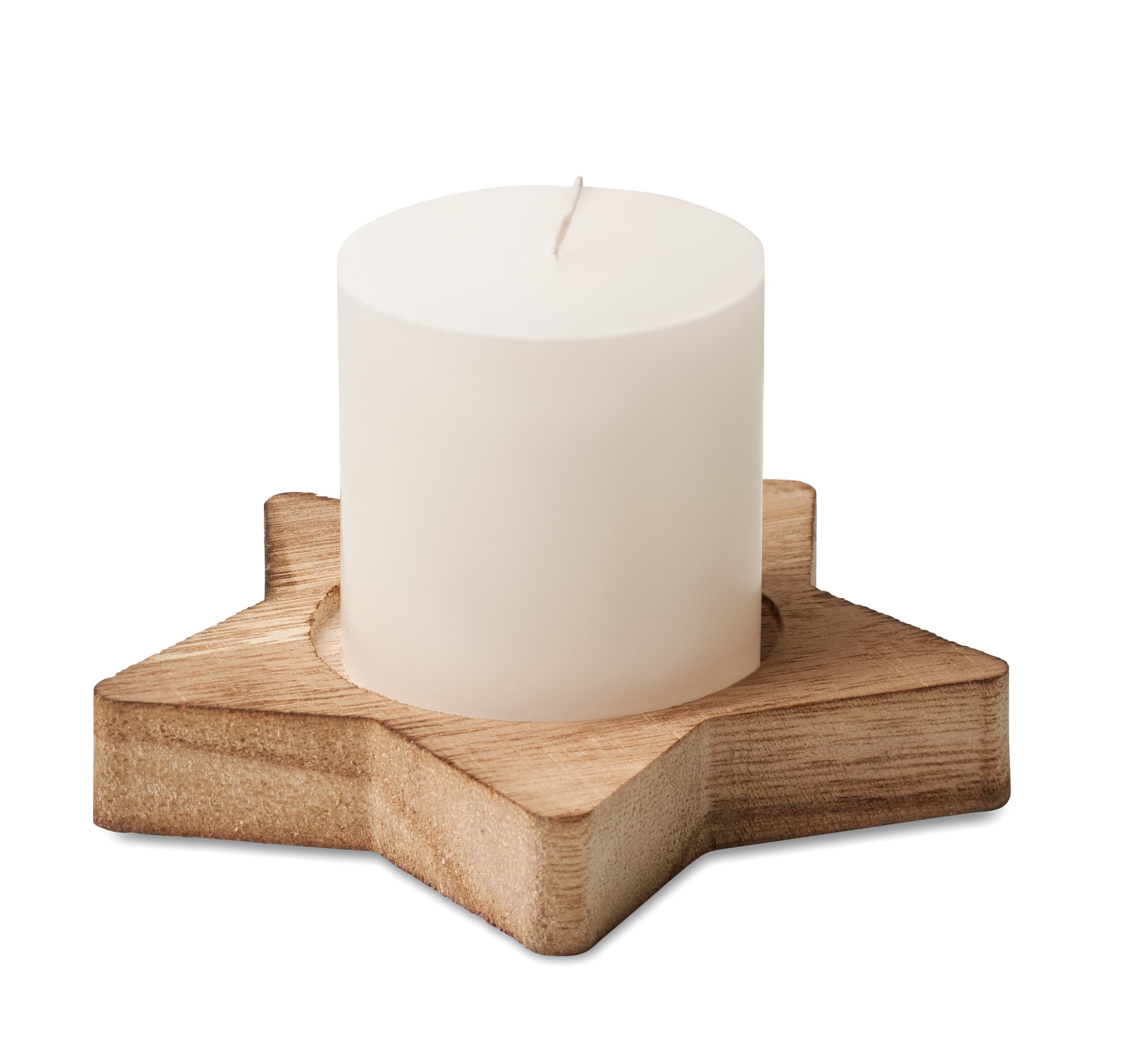 Candle On Star Wooden Base