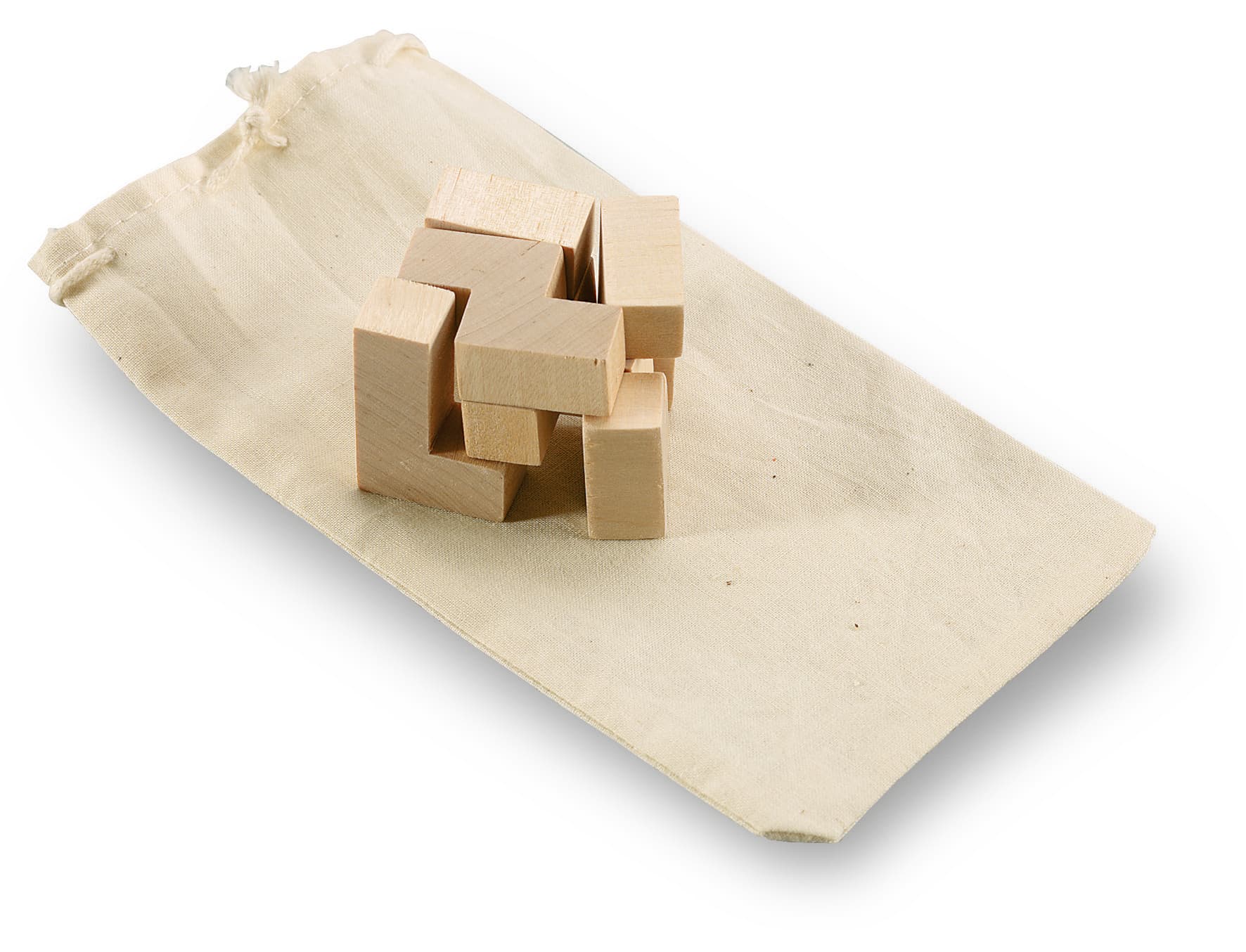 Wooden Puzzle In Cotton Pouch