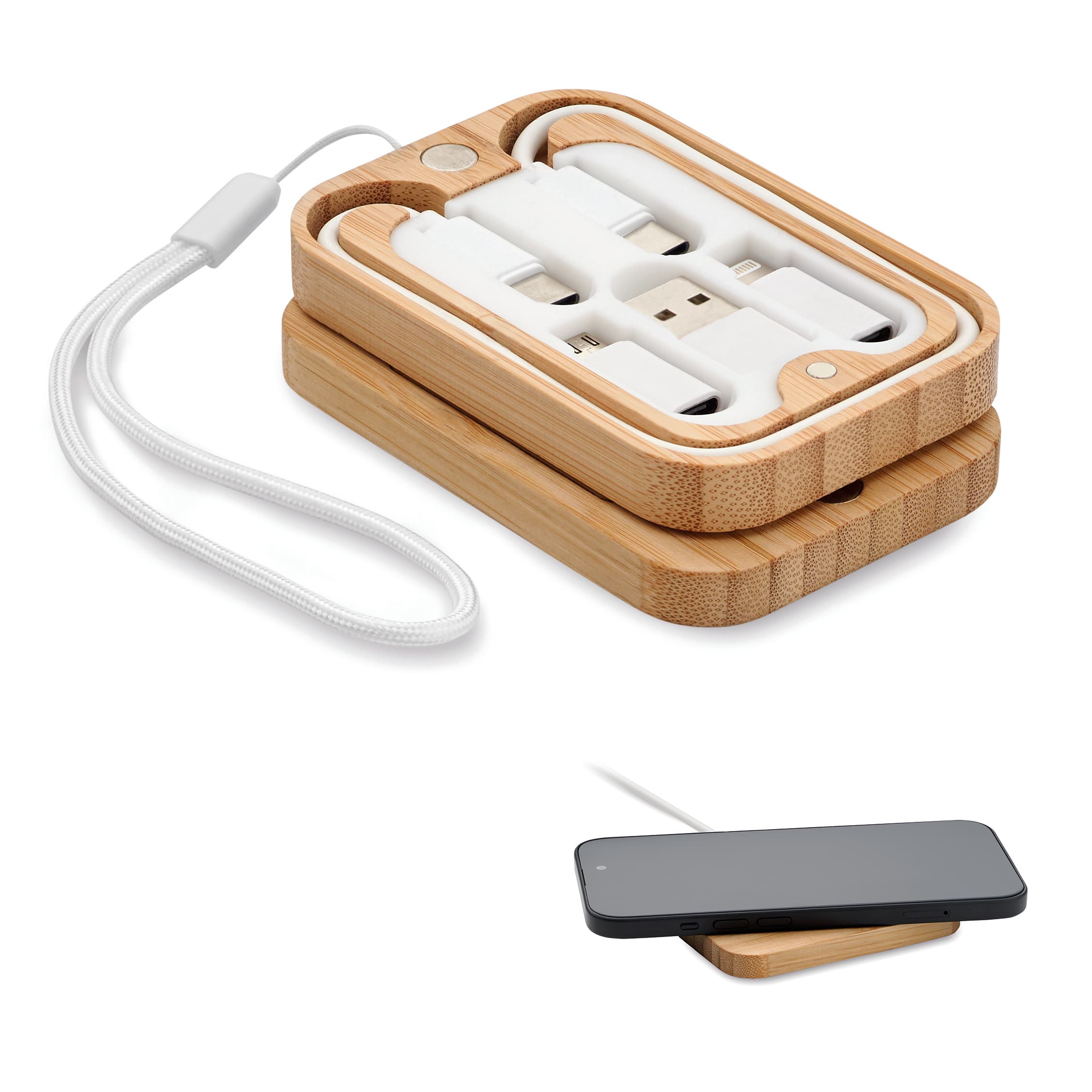 Branded 15w Wireless Charger In Bamboo