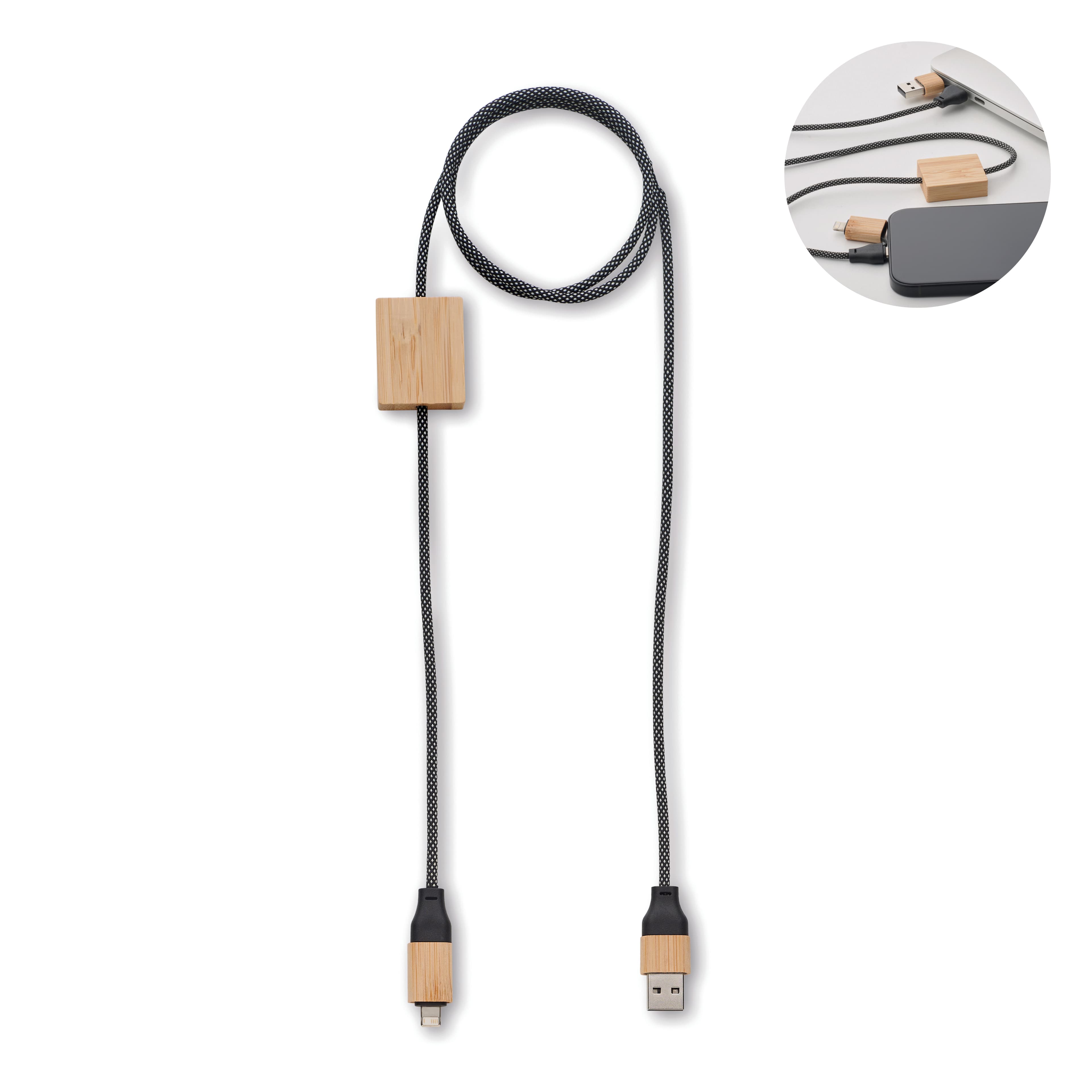 Branded Bamboo RPET 60w Charging Cable