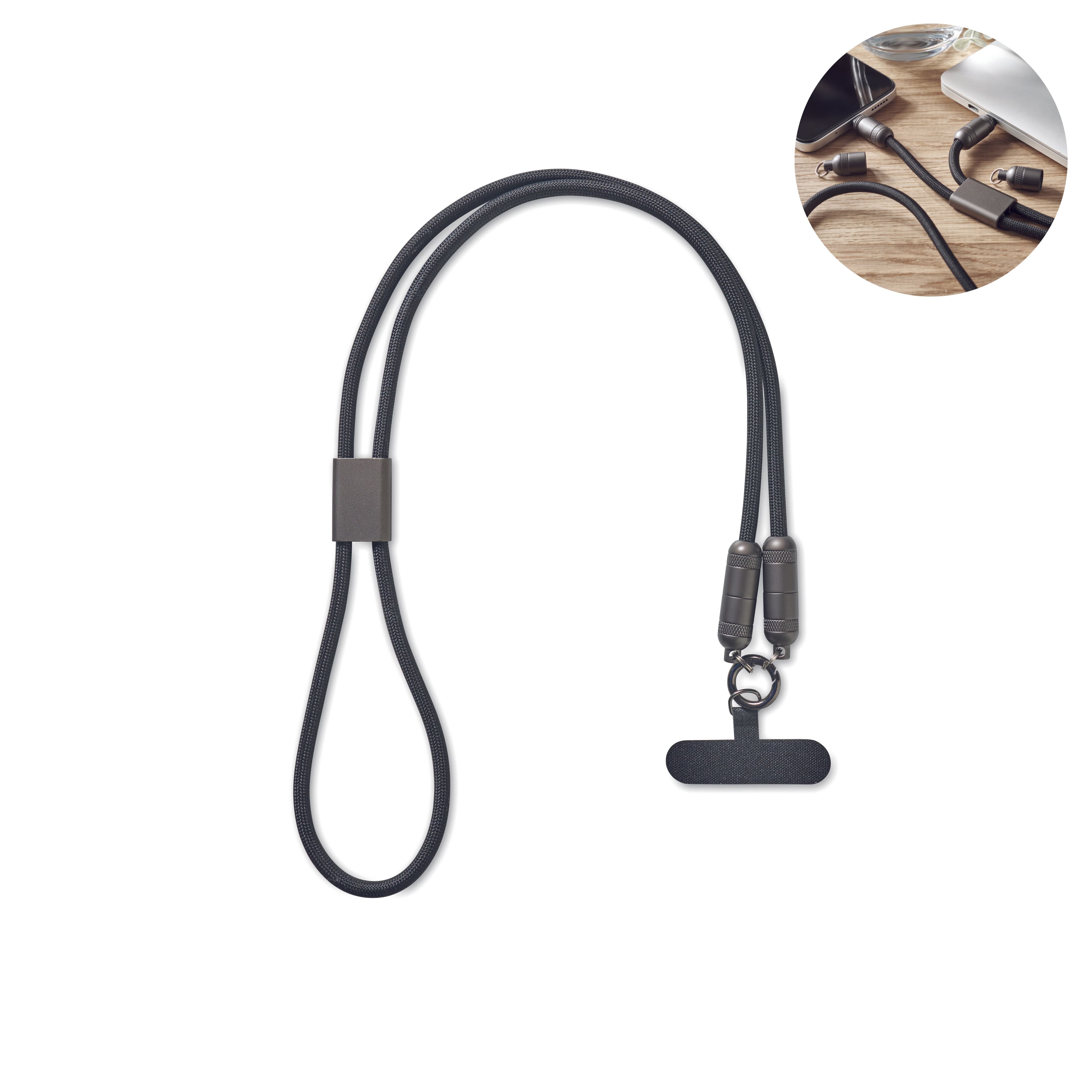 RPET 60w Phone Holder Lanyard Cable