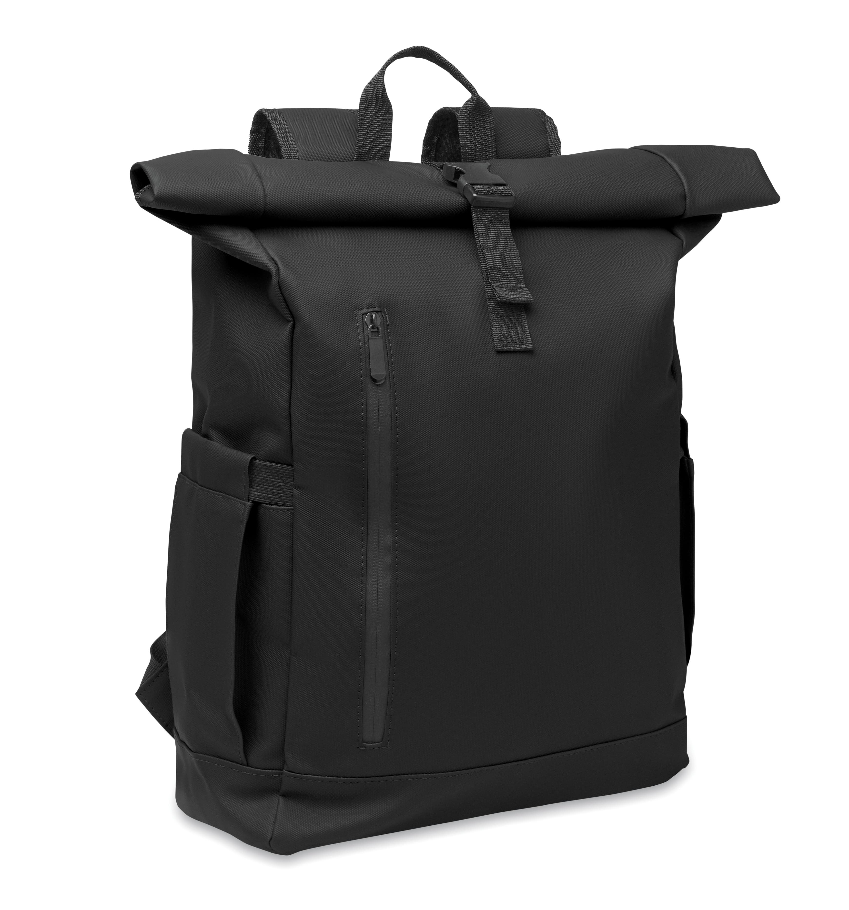 Custom Branded RPET Rolltop Laptop Rucksack 600d
