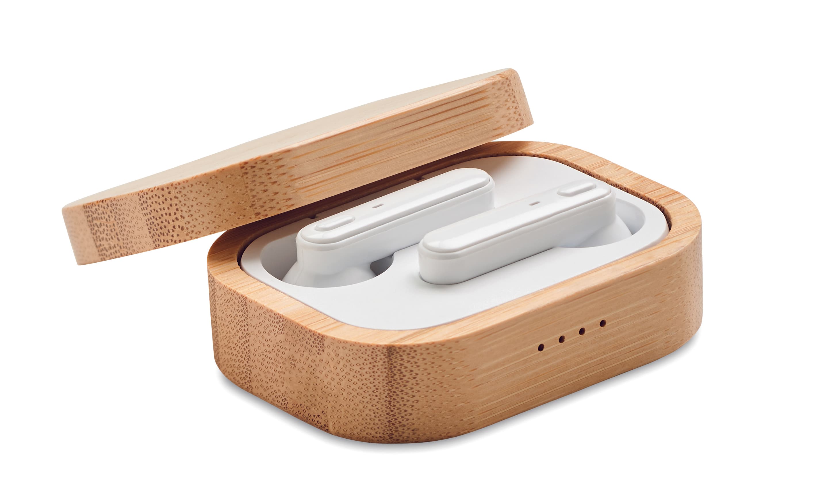 Tws Earbuds In Bamboo Case