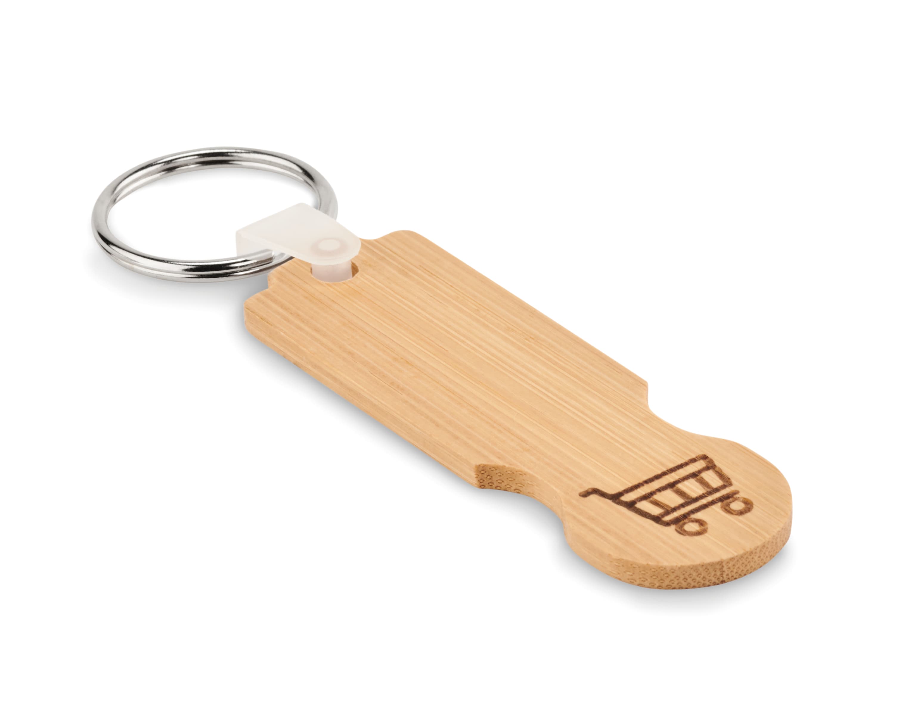 Promotional Bamboo Euro Token Key Ring