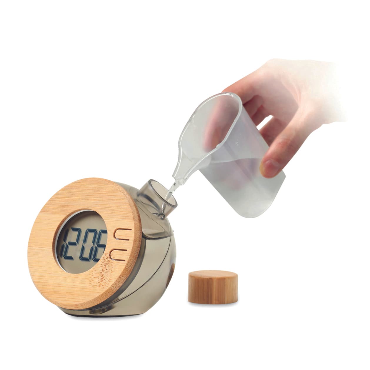 Water Powered Bamboo Lcd Clock