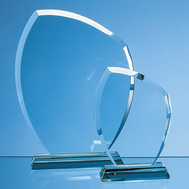 Custom Printed 24cm x 19.5cm x 12mm Jade Glass Autumn Leaf Award