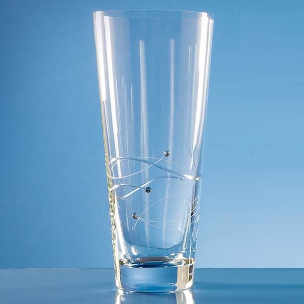 Promotional 30cm Diamante Conical Vase with Spiral Design Cutting