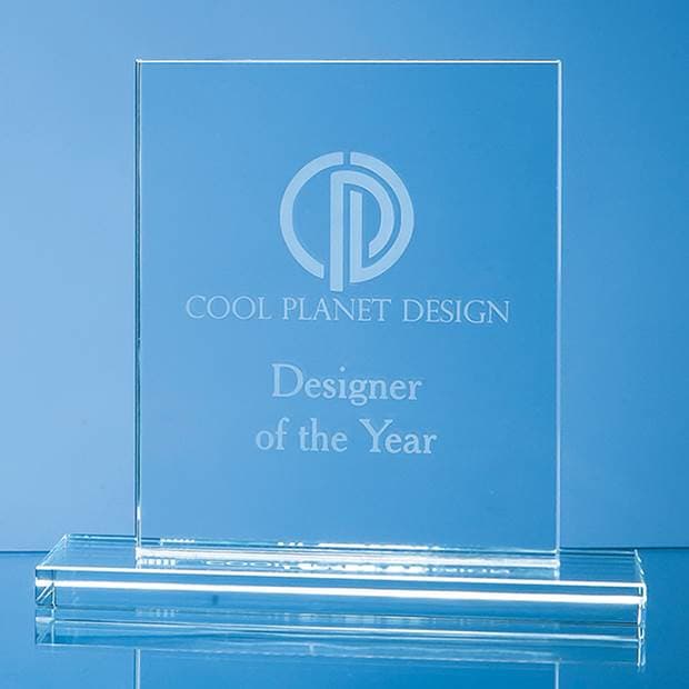 Custom Printed 15cm x 12.5cm x 12mm Clear Glass Rectangle Award