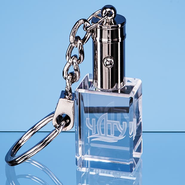 Branded 3cm Optical Crystal LED Keyring