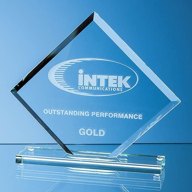 16.5cm x 20cm x 1cm Jade Glass Bevelled Edge Square Award in a foam lined box