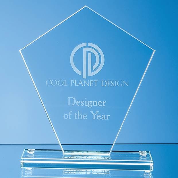 Custom Printed 15.5cm x 13.5cm x 1cm Jade Glass Diamond Award