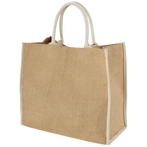 Custom Branded Harry coloured edge jute tote bag 25L