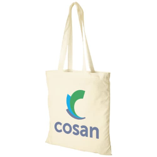 Promotional cotton bags made from cotton, 180 g/m2 with custom branding options.
