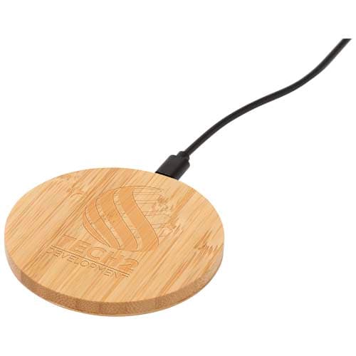 Branded Essence 15W bamboo wireless charging pad
