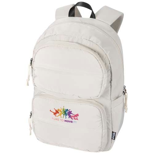 Custom Branded Puffer 15.6" GRS recycled laptop backpack 18L