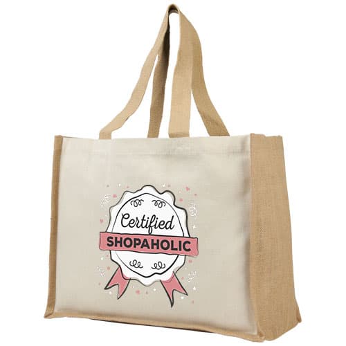 Varai 320 g/m² canvas and jute shopping tote bag 23L