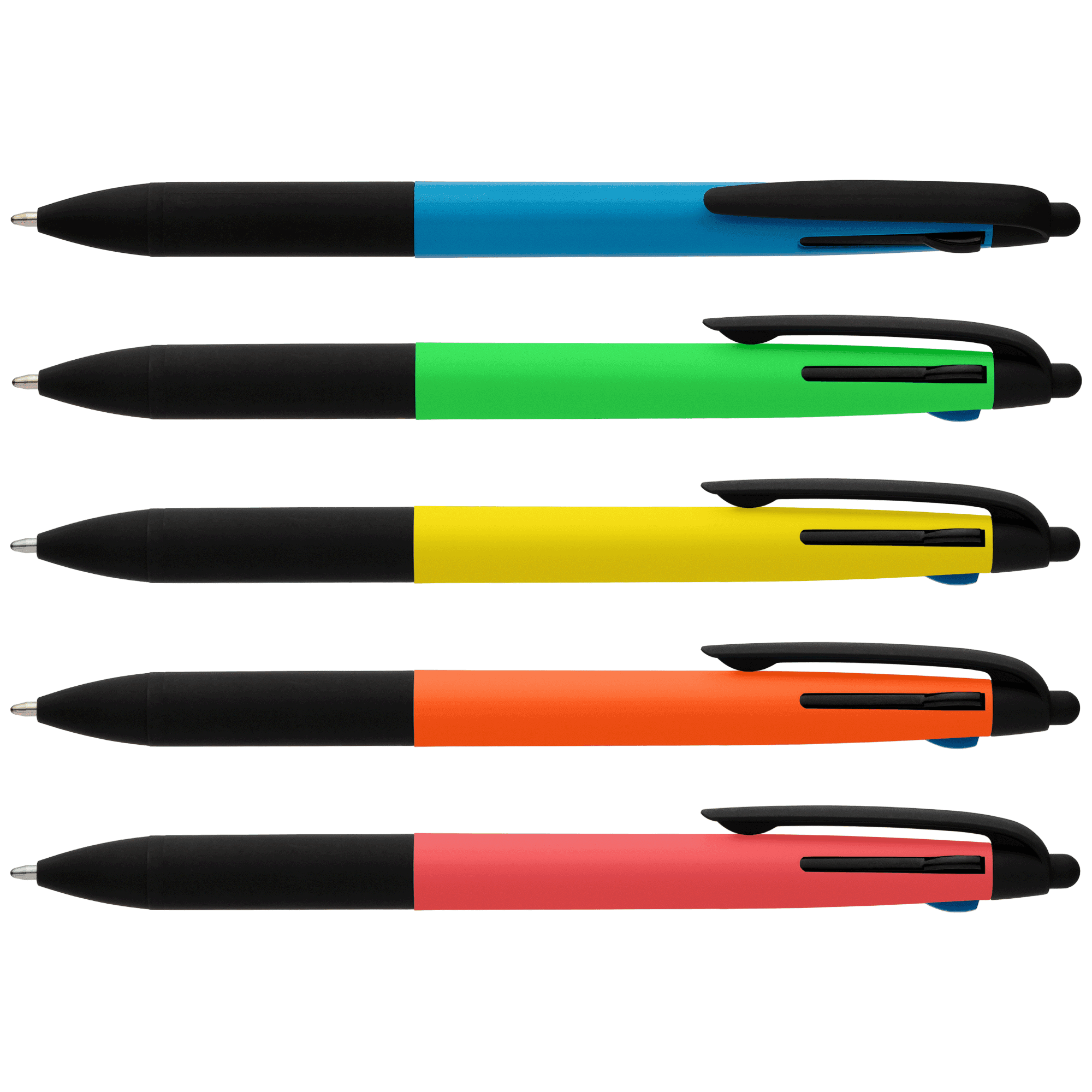Malta Recycled Plastic 3-in-1 Stylus Neon Grip Multi-Ink Pen
