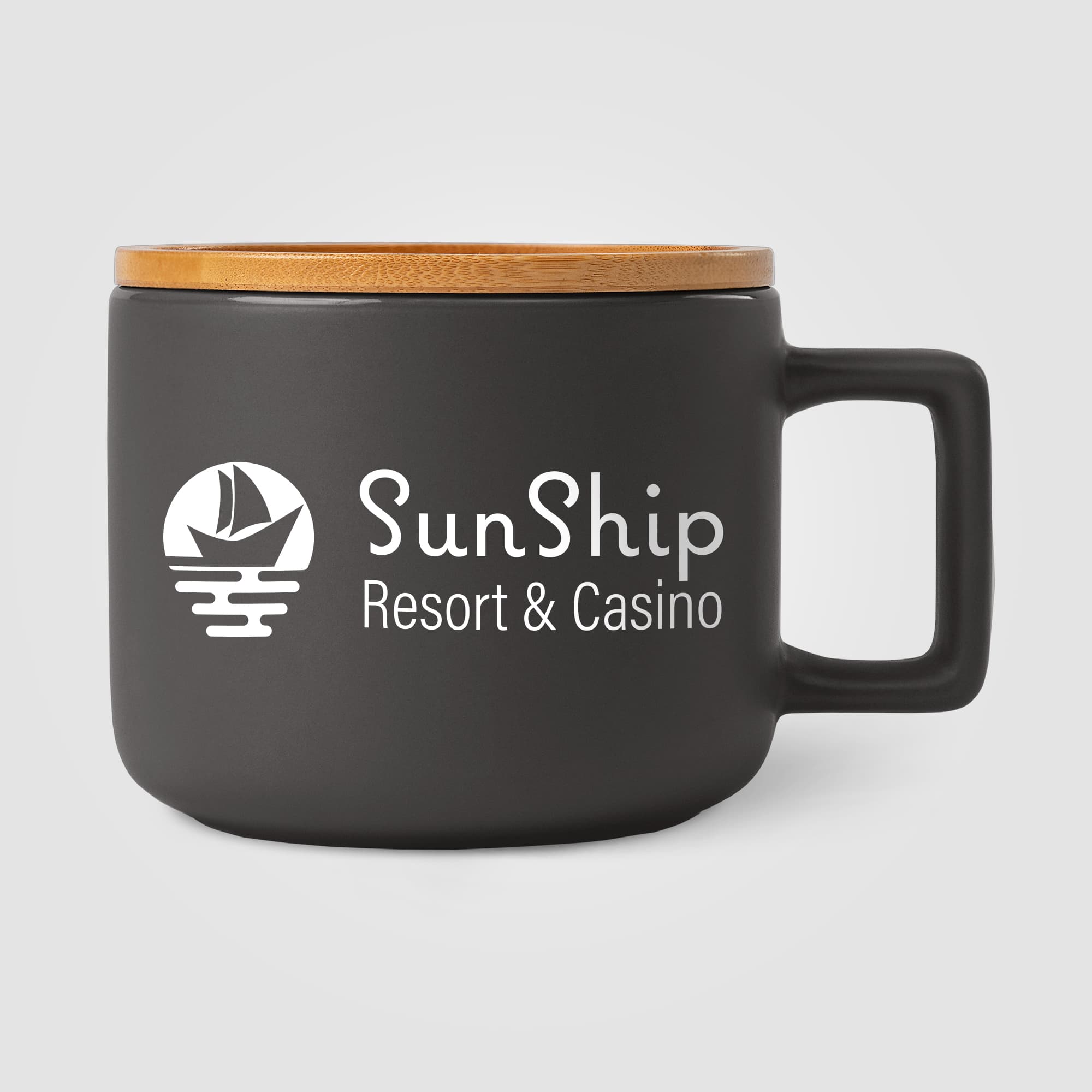 Café Virtuoso -  355 ml Ceramic Mug with Bamboo Lid