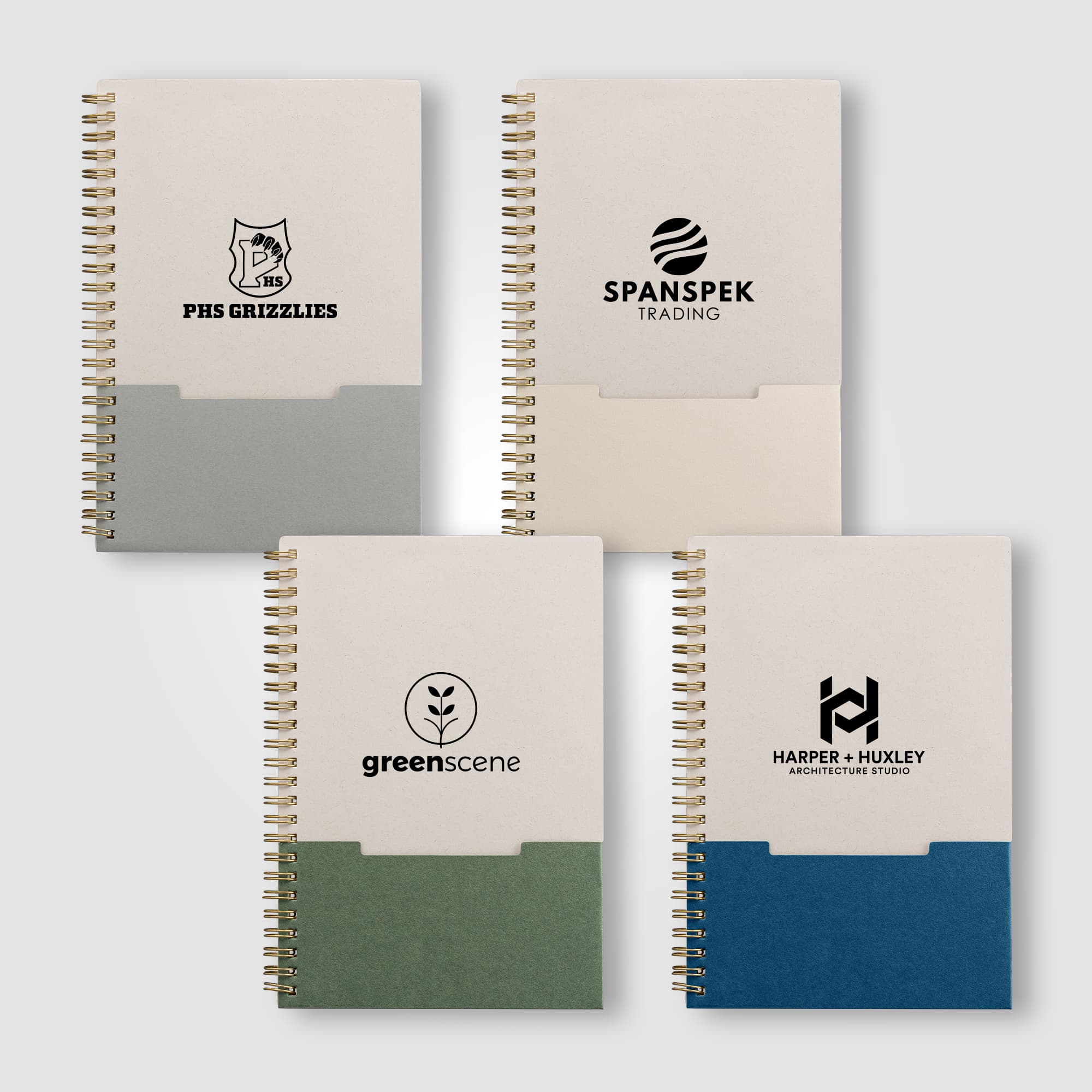 Personalised Lino FSC Paper Spiral Binding Vertical Pocket Notebook - A5