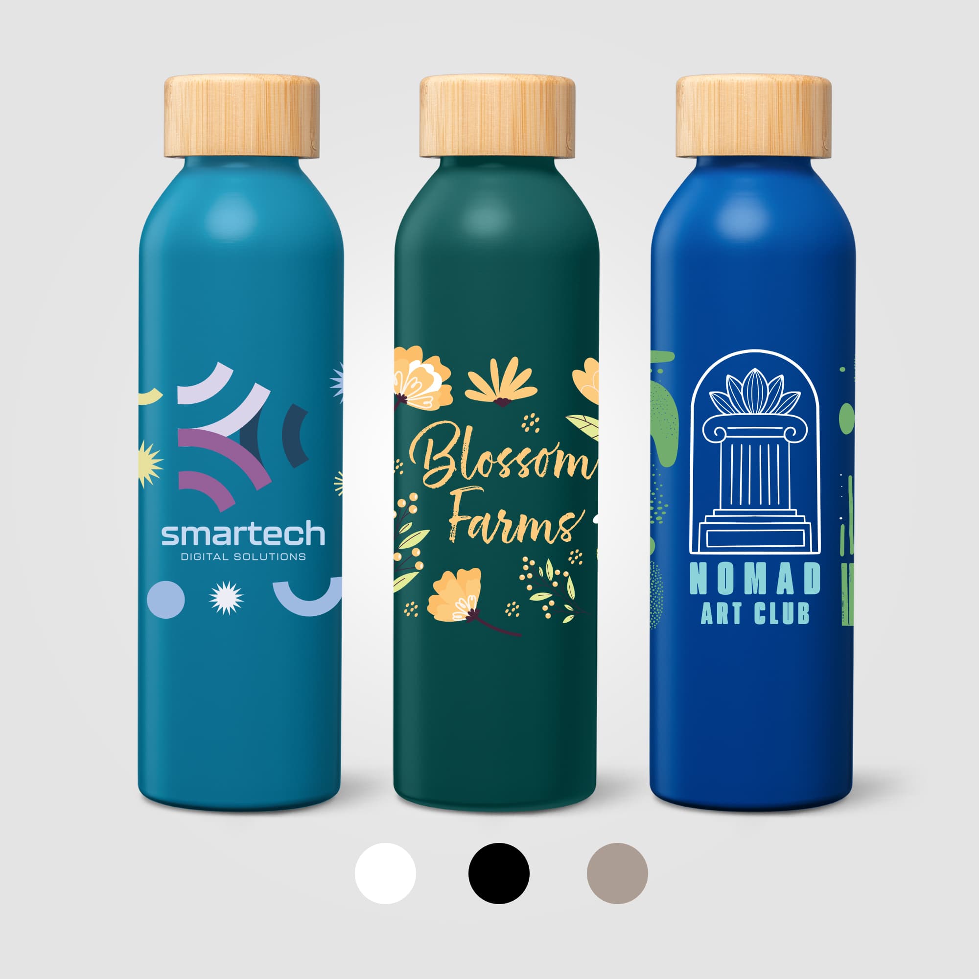 Custom Printed Eden Recycled Stainless Steel Bamboo Lid Water Bottle - 590 ml