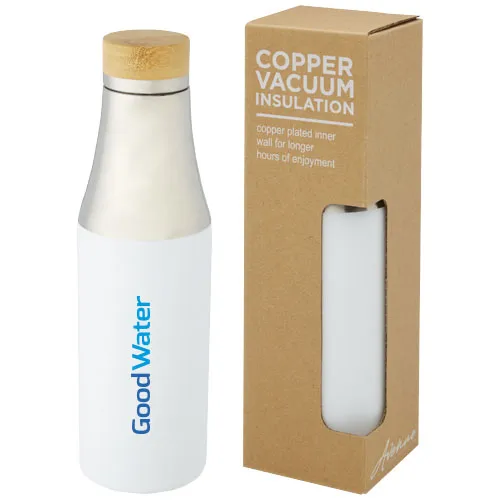 Custom Printed Hulan 540 ml copper vacuum insulated stainless steel bottle with bamboo lid