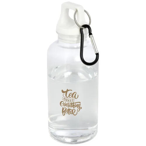 Custom Printed Oregon 400 ml RCS certified recycled plastic water bottle with carabiner