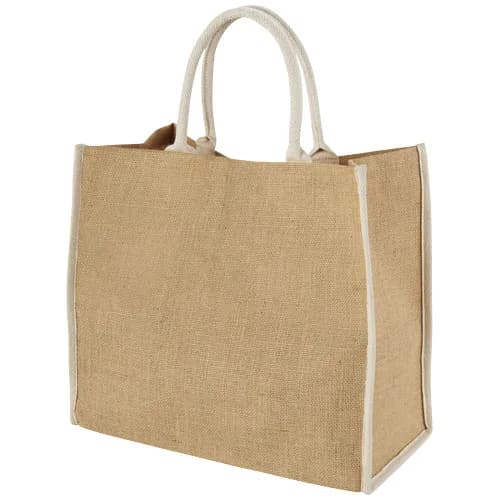 Custom Branded Harry coloured edge jute tote bag 25L