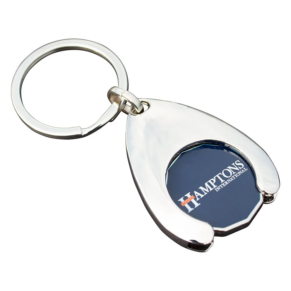 Custom Branded Wishbone Trolley Coin Keyring (Full Colour Print)