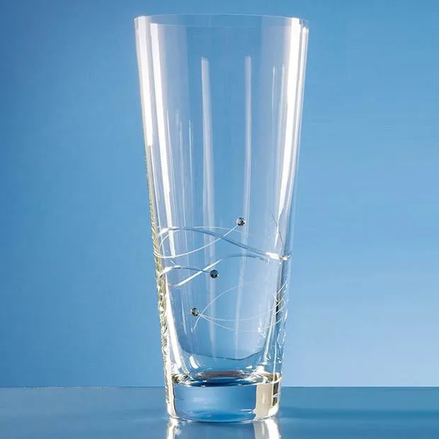 Promotional 30cm Diamante Conical Vase with Spiral Design Cutting