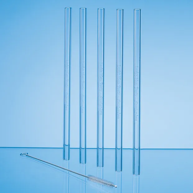 Custom Printed Set of 6 Glass Drinking Straws & Cleaning Brush