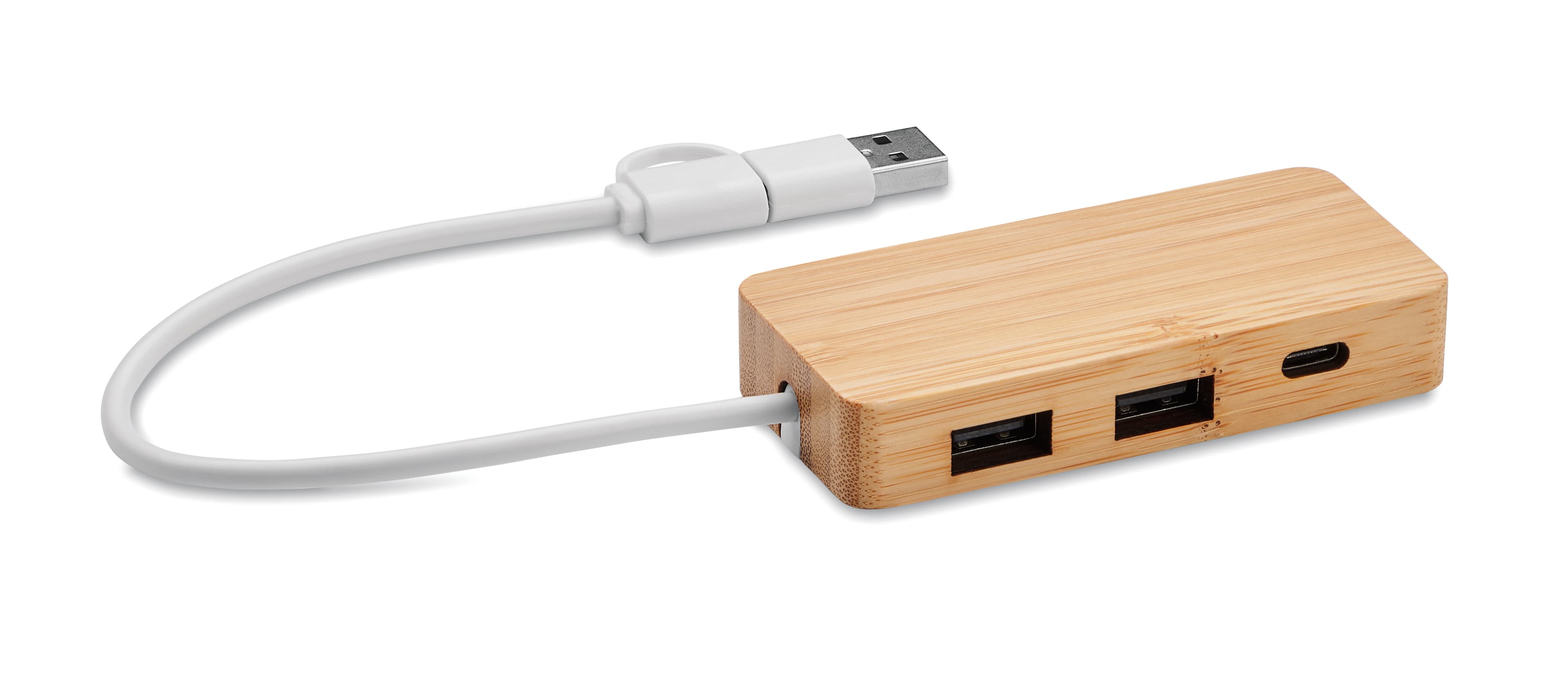 Branded Bamboo Usb 3 Ports Hub