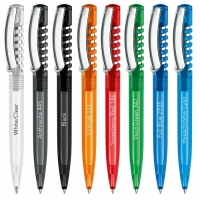 senator New Spring Clear plastic ball pen with metal clip