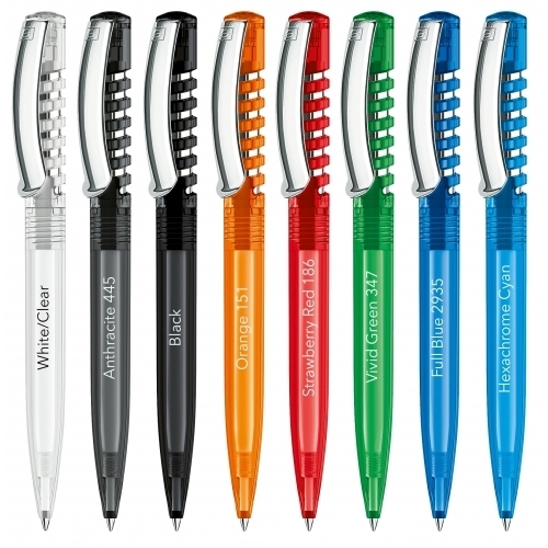 Senator New Spring Clear Plastic Pens With Metal Clip